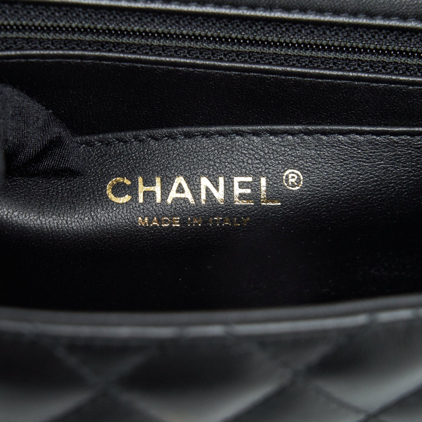 Chanel Mini Square Flap Bag Lambskin Black LGHW (Microchip)