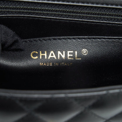 Chanel Mini Square Flap Bag Lambskin Black LGHW (Microchip)