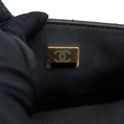 Chanel Mini Square Flap Bag Lambskin Black LGHW (Microchip)