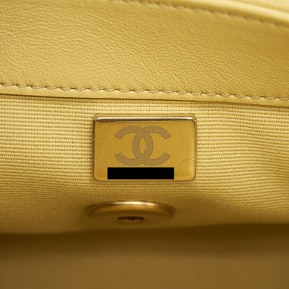 Chanel 22P New Mini Square Flap Bag Caviar Light Yellow Brushed GHW