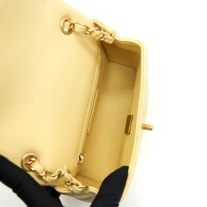 Chanel 22P New Mini Square Flap Bag Caviar Light Yellow Brushed GHW