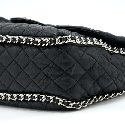 Chanel Quilted Chain Around MAXI Flap Bag Lambskin Black SHW