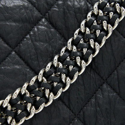 Chanel Quilted Chain Around MAXI Flap Bag Lambskin Black SHW