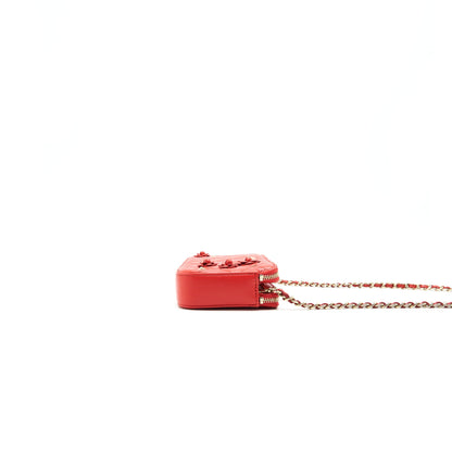 CHANEL RED DOUBLE ZIP WALLET ON CHAIN SPECIAL EDITION IN RED