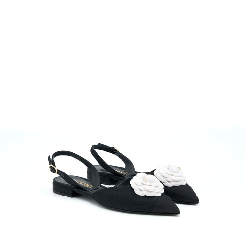 Chanel Size 37C Camellia Flap Sandel Black