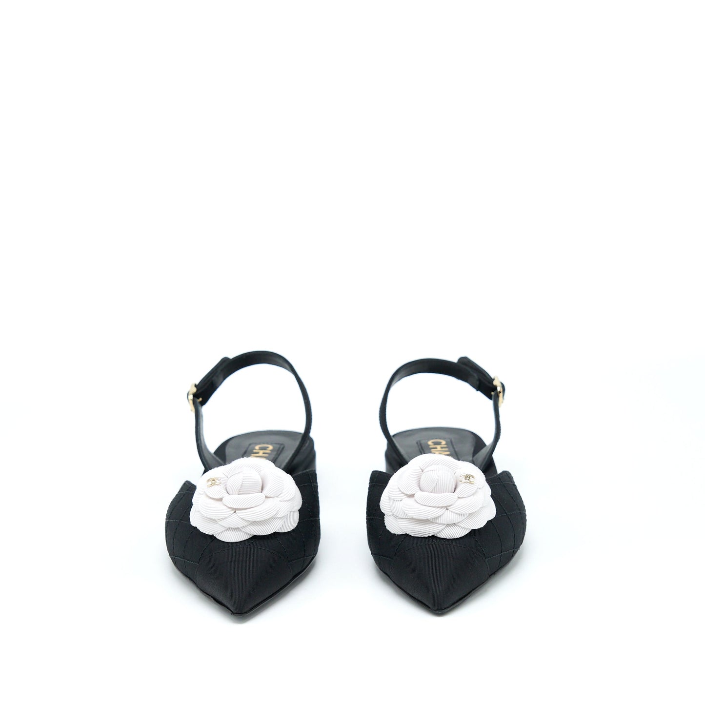 Chanel Size 37C Camellia Flap Sandel Black