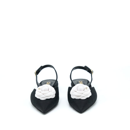 Chanel Size 37C Camellia Flap Sandel Black