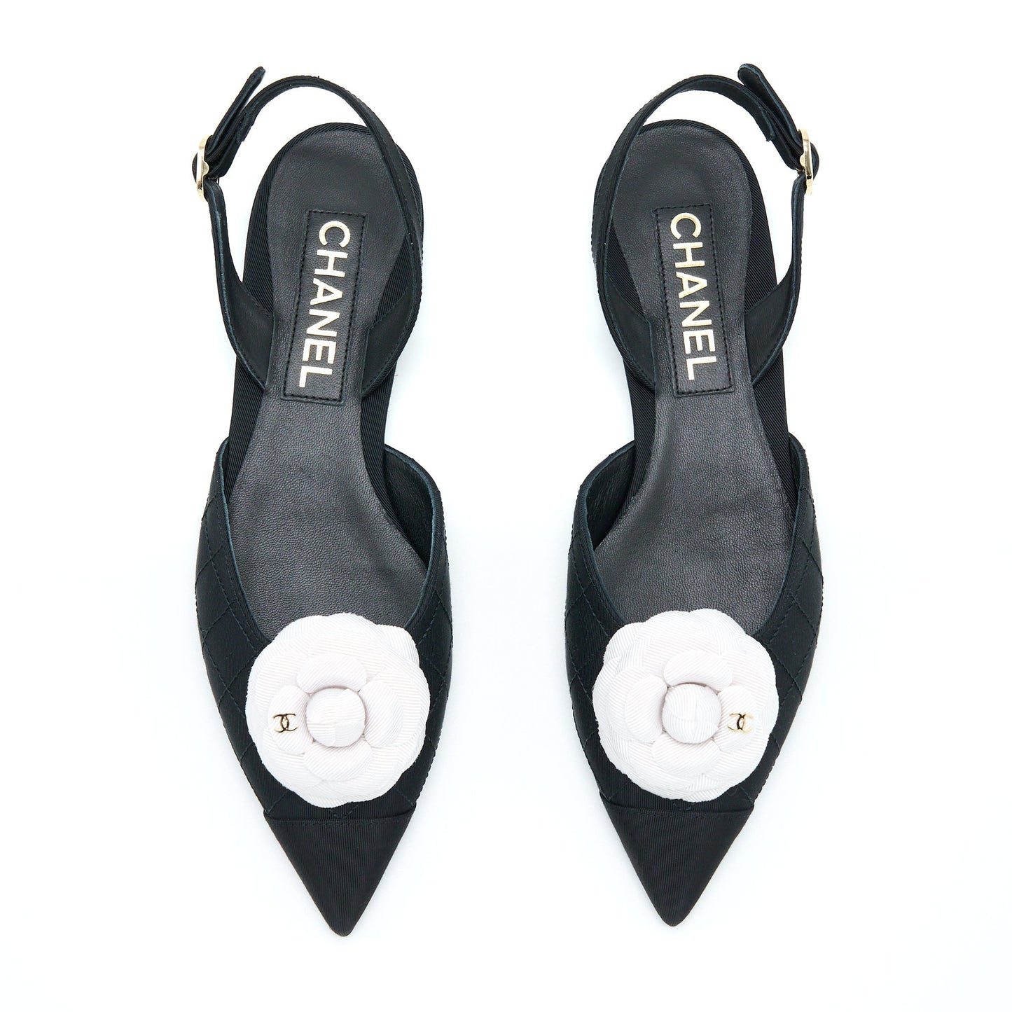 Chanel Size 37C Camellia Flap Sandel Black