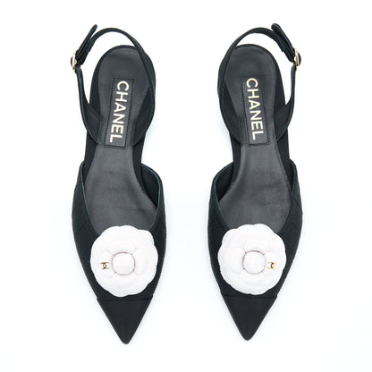 Chanel Size 37C Camellia Flap Sandel Black