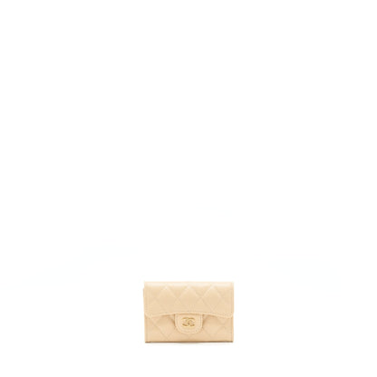 Chanel Classic Mini Flap Cardholder Caviar Beige GHW