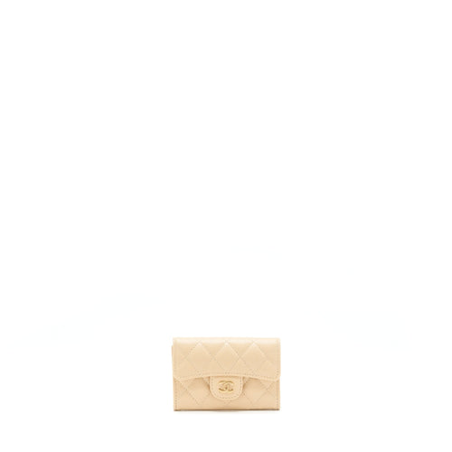 Chanel Classic Mini Flap Cardholder Caviar Beige GHW