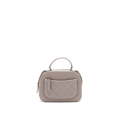 Chanel CC logo vanity with handle and Chain Grey with GHW