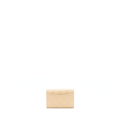 Chanel Classic Mini Flap Cardholder Caviar Beige GHW