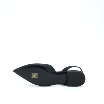 Chanel Size 37C Camellia Flap Sandel Black