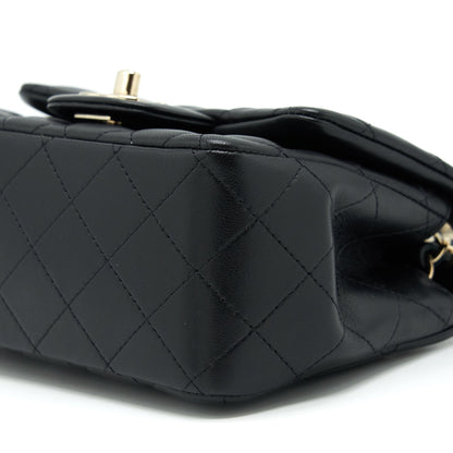 Chanel Mini Square Flap Bag Lambskin Black LGHW