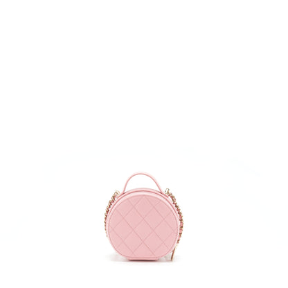 Chanel 22C Mini Round Purse Vanity Caviar Light Pink LGHW