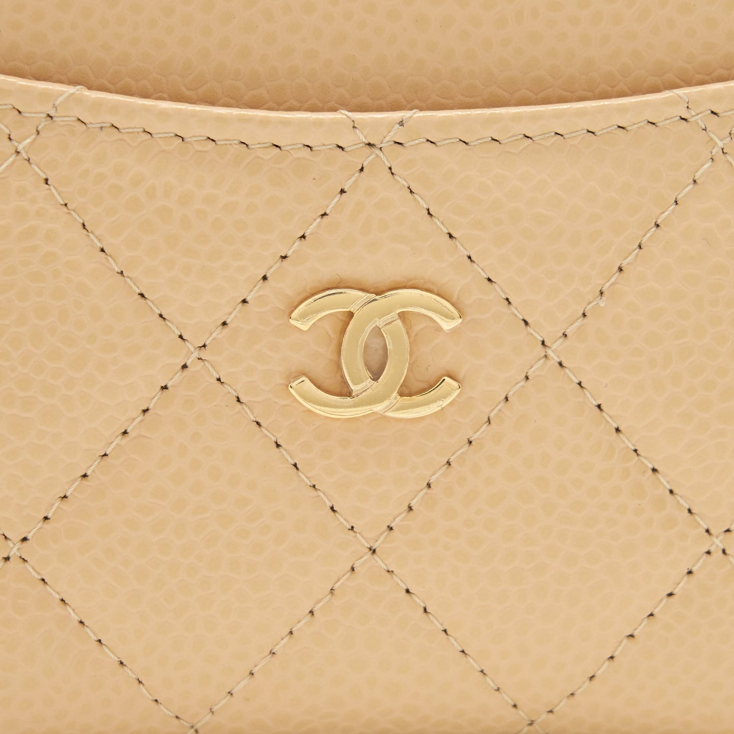 Chanel Card Holder Caviar beige GHW