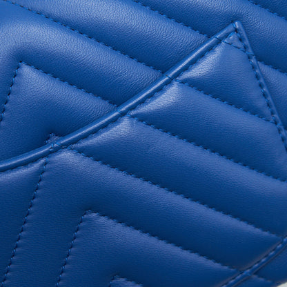 Chanel Mini Rectangular Flap Bag Chevron Lambskin Blue LGHW