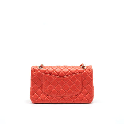 CHANEL CLASSIC MEDIUM DOUBLE FLAP LAMBSKIN IN CORAL LGHW