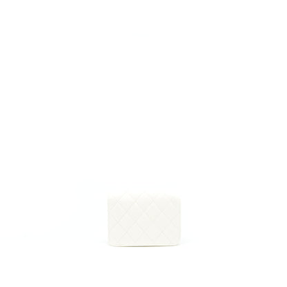 Chanel Pearl Crush Mini Flap Belt Bag White Lambskin GHW
