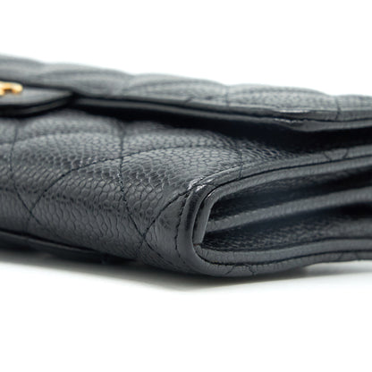 Chanel Classic Long Flap Wallet Caviar Black GHW