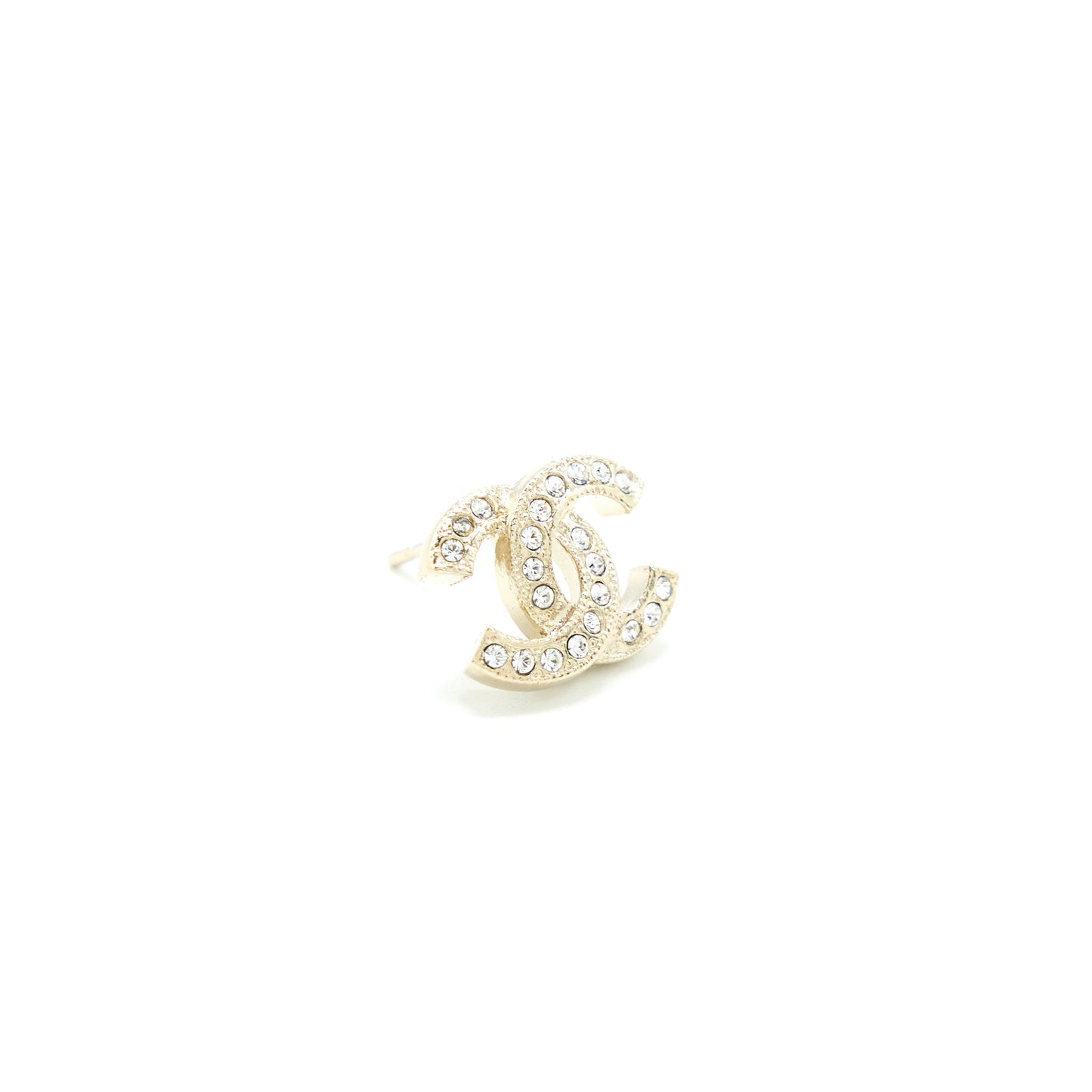 Chanel Mini Classic CC Logo Earrings Gold Tone