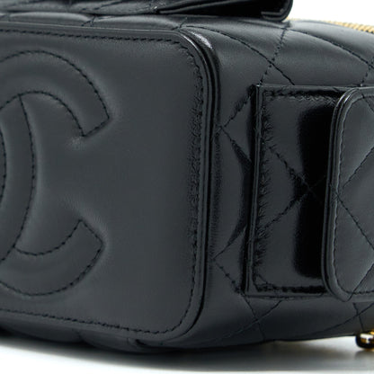 Chanel 22K Top Handle Pocket Long Vanity With Chain Black GHW
