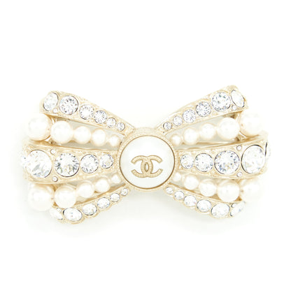 Chanel Bow Brooch With Pearls And Crystals LGHW