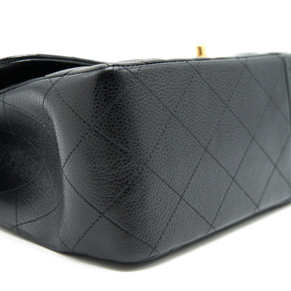 CHANEL CLASSIC JUMBO DOUBLE FLAP BAG BLACK CAVIER GHW