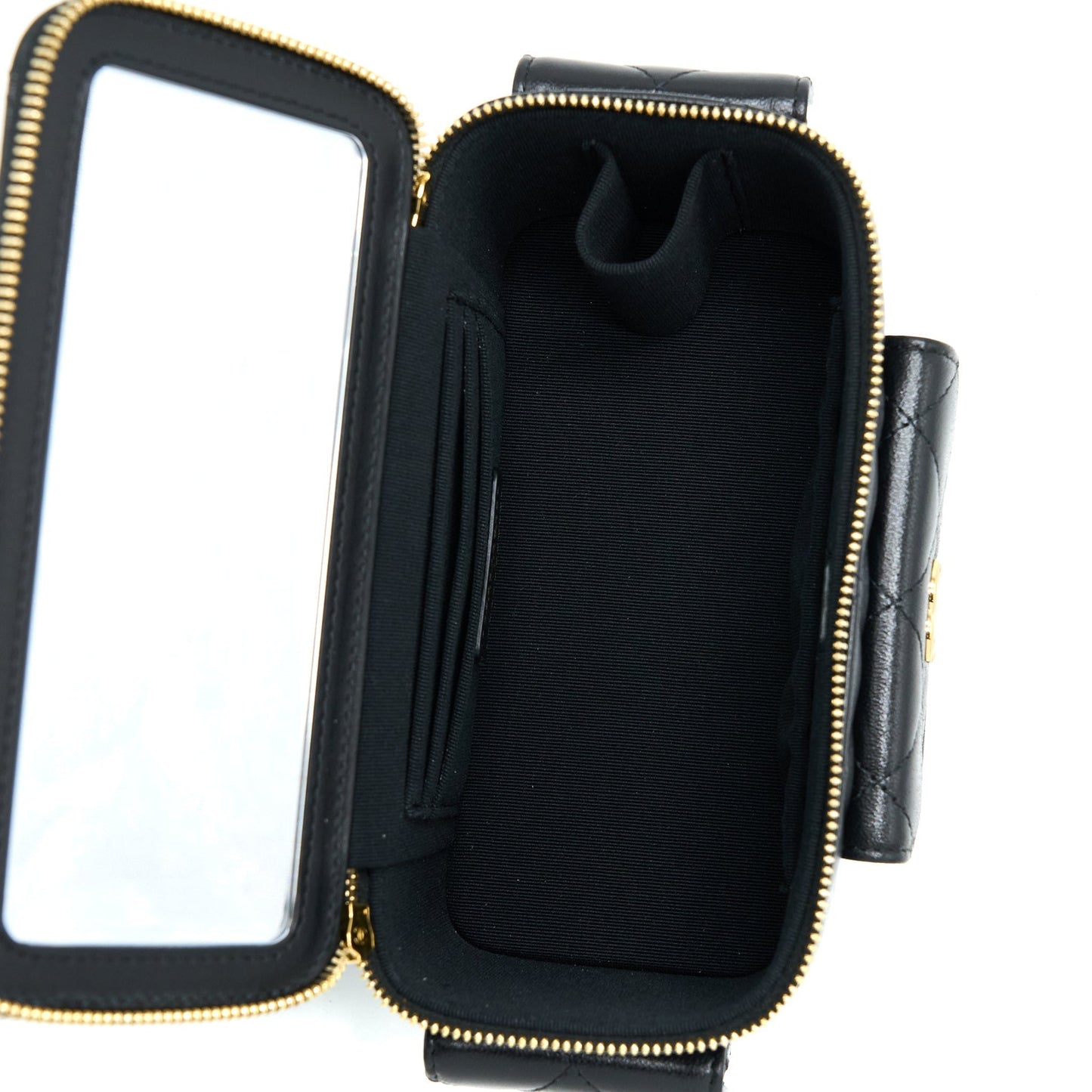 Chanel 22K Top Handle Pocket Long Vanity With Chain Black GHW