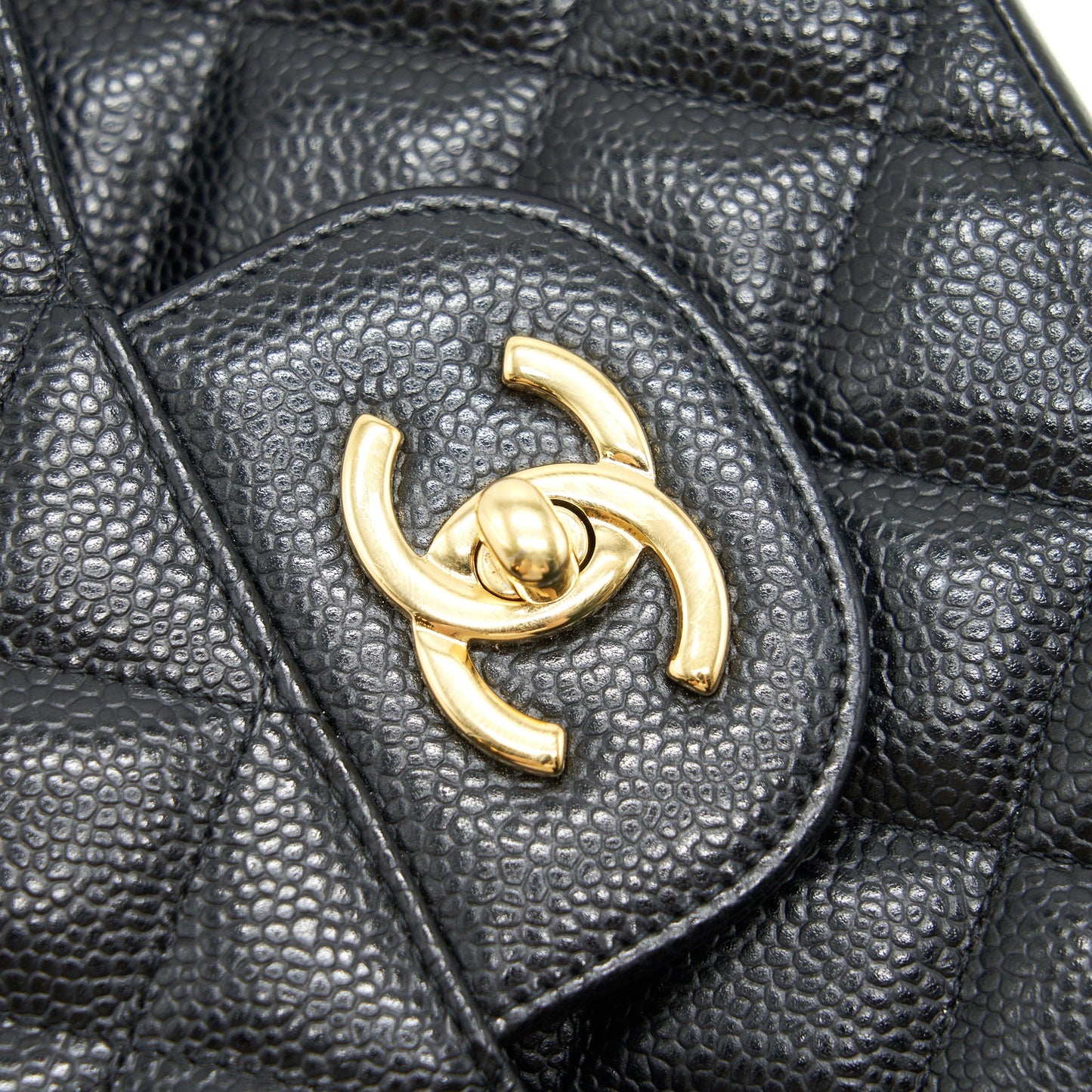 CHANEL CLASSIC JUMBO DOUBLE FLAP BAG BLACK CAVIER GHW