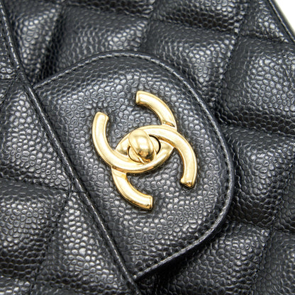 CHANEL CLASSIC JUMBO DOUBLE FLAP BAG BLACK CAVIER GHW