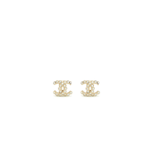 Chanel Mini CC Logo Earrings With Crystals LGHW