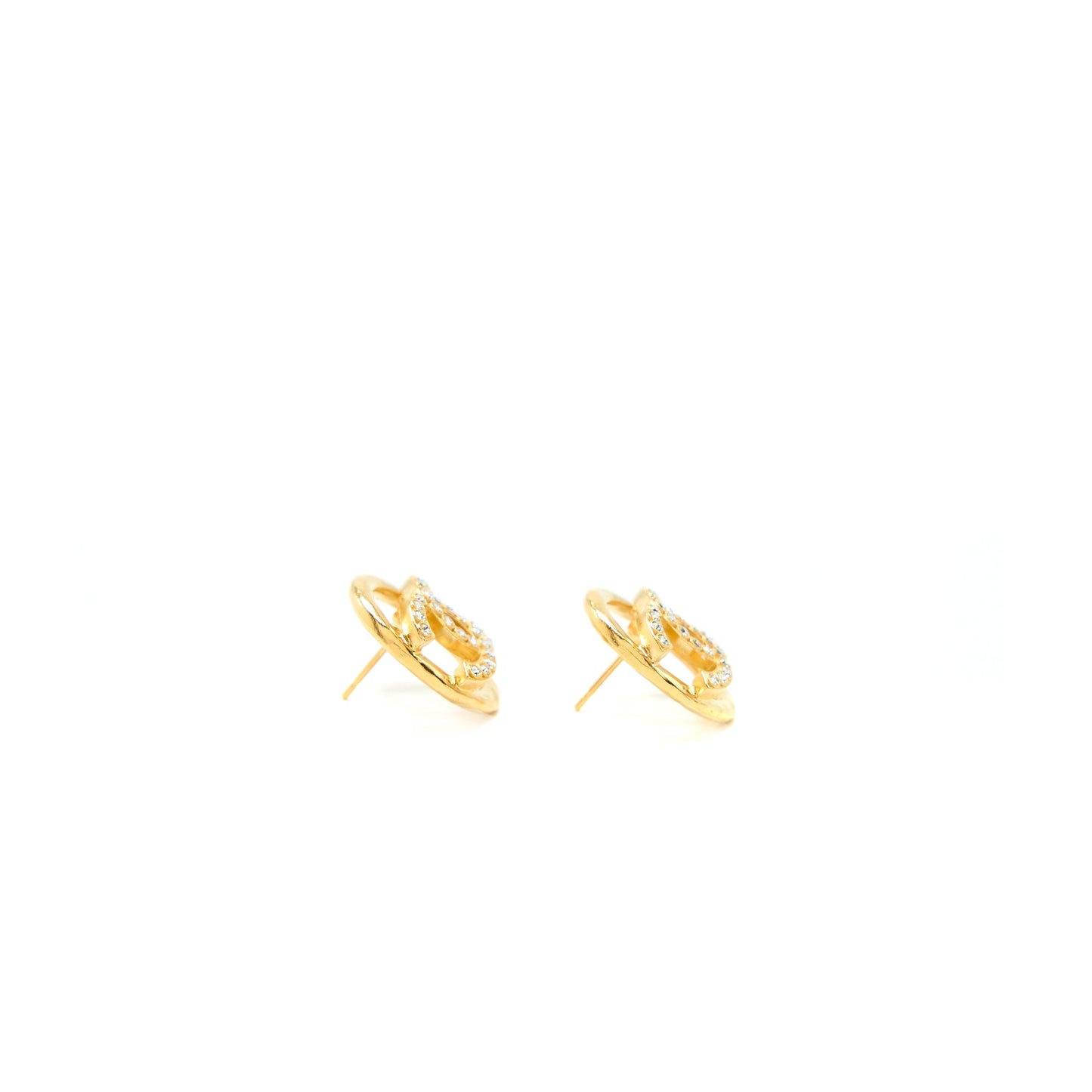 Chanel CC Logo Earring With Crystal Gold Tone