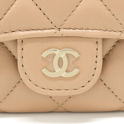 Chanel Classic Flap Card Holder Lambskin Beige LGHW