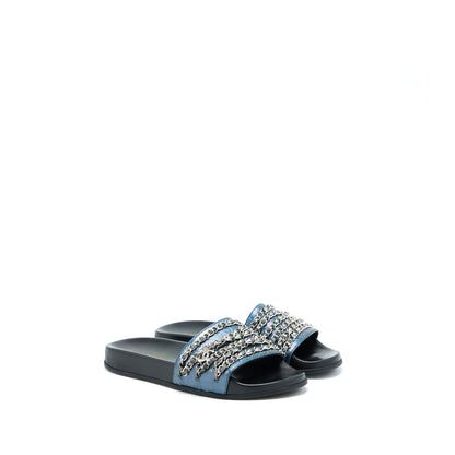 Chanel Size 39 CC Logo Dropped/Leather Chain Sandals Multicolour