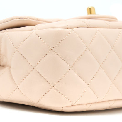 Chanel 22C Pearl Crush Mini Square Flap Bag Lambskin Light Beige GHW