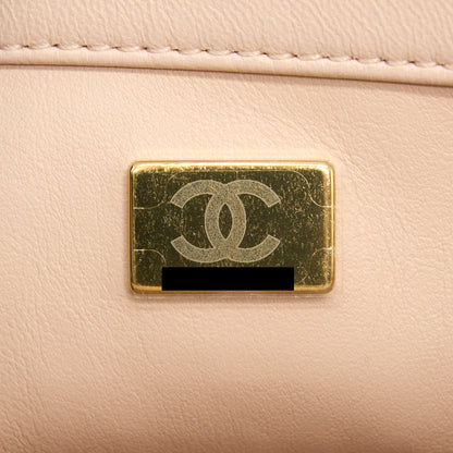 Chanel 22C Pearl Crush Mini Square Flap Bag Lambskin Light Beige GHW