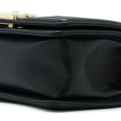 Chanel Small Boy Bag Chevron Caviar Black LGHW