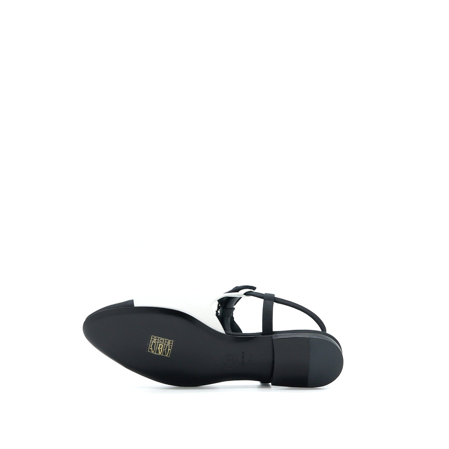 Chanel Size 38.5 Slingback With Ribbon White/Black
