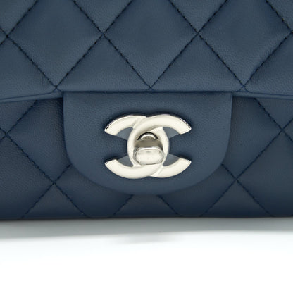 Chanel Mini Rectangular Flap bag Lambskin Blue SHW