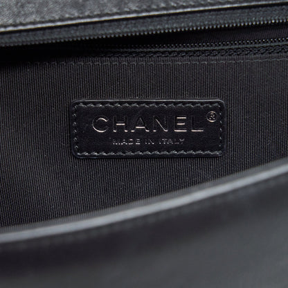 Chanel New Medium Chevron Boy Bag Calfskin Black Ruthenium Hardware