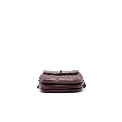 CHANEL Small Flap Bag With Chain Burgundy SHW
