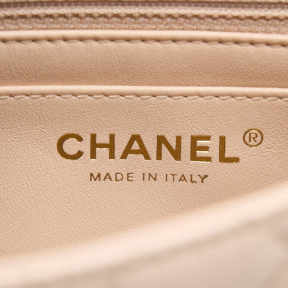 Chanel Pearl Crush Mini Square Lambskin Light Beige Brushed GHW(Microchip)