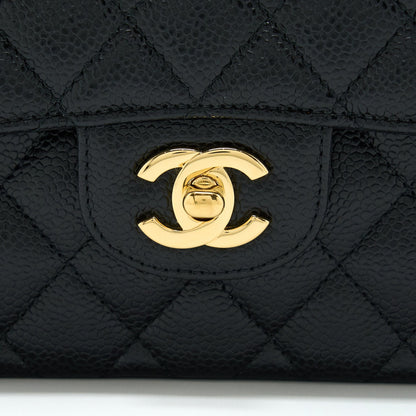 Chanel Small Classic Flap Bag Caviar Black GHW(Microchip)