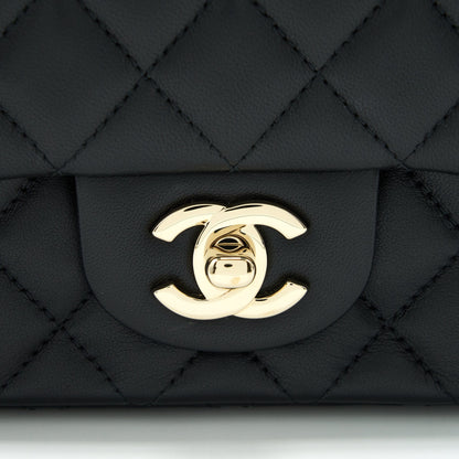 Chanel Mini Square Flap Bag Black Lambskin LGHW