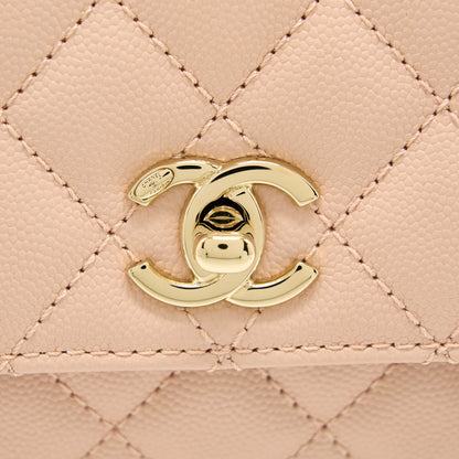 Chanel 21A Small Coco Handle Caviar ND022 Rose Clair / Light Pink LGHW(Microchip)