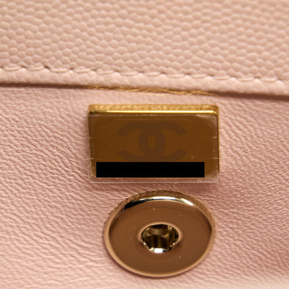 Chanel 21A Small Coco Handle Caviar ND022 Rose Clair / Light Pink LGHW(Microchip)