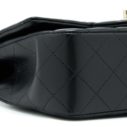 Chanel Top Handle Mini Rectangular Flap Bag Lambskin Black LGHW (Microchip)