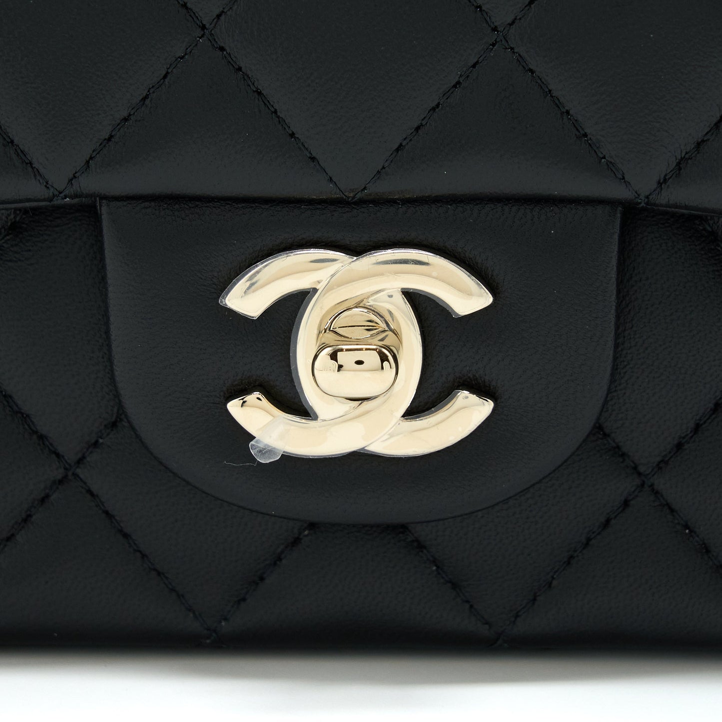 Chanel Top Handle Mini Rectangular Flap Bag Lambskin Black LGHW (Microchip)